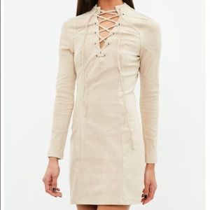 Suede lace up front dress